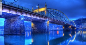 Smithfield Street Bridge reflected in the Monongahela River, Pittsburgh PA, January 12, 2012, Photo by Glen Green