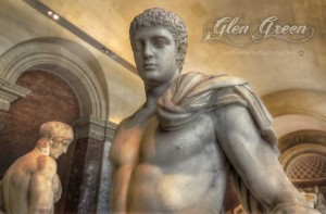 The Louvres roman statues, 'Hermes Richelieu and 'Ares Borghesez, Paris France photo by Glen Green